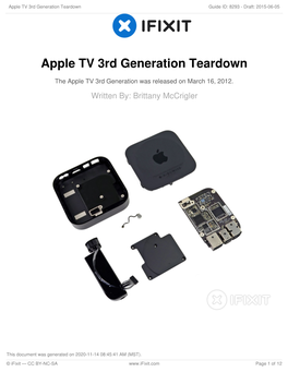 Apple TV 3Rd Generation Teardown Guide ID: 8293 - Draft: 2015-06-05