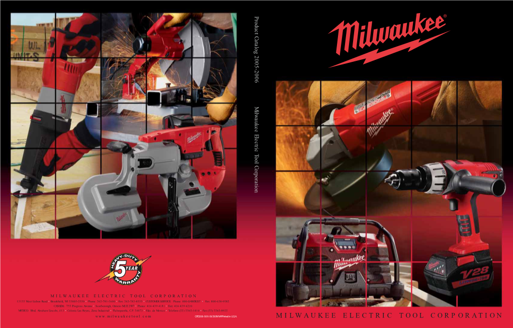 Milwaukee Electric Tool Corporation Product Catalog 2005-2006