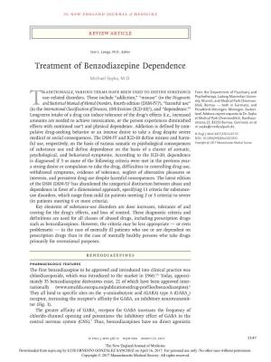 Treatment of Benzodiazepine Dependence