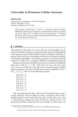 Universality in Elementary Cellular Automata