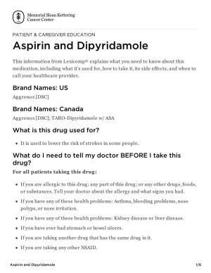Aspirin and Dipyridamole
