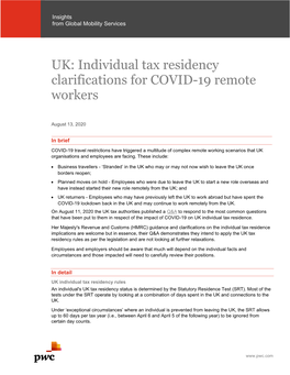 Individual Tax Residency Clarifications for COVID-19 Remote Workers