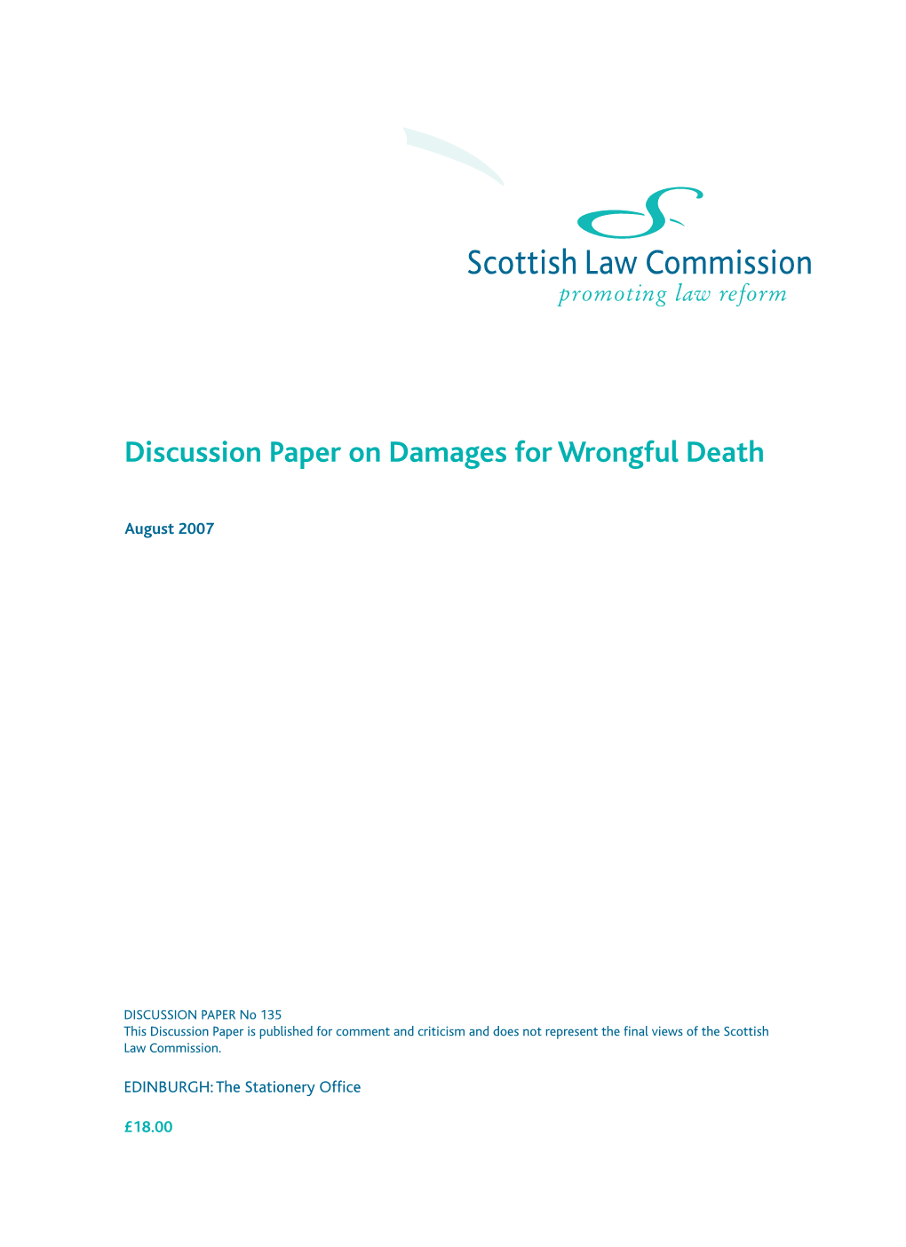 Discussion Paper on Damages for Wrongful Death