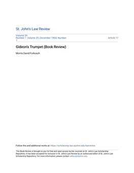 Gideon's Trumpet (Book Review)