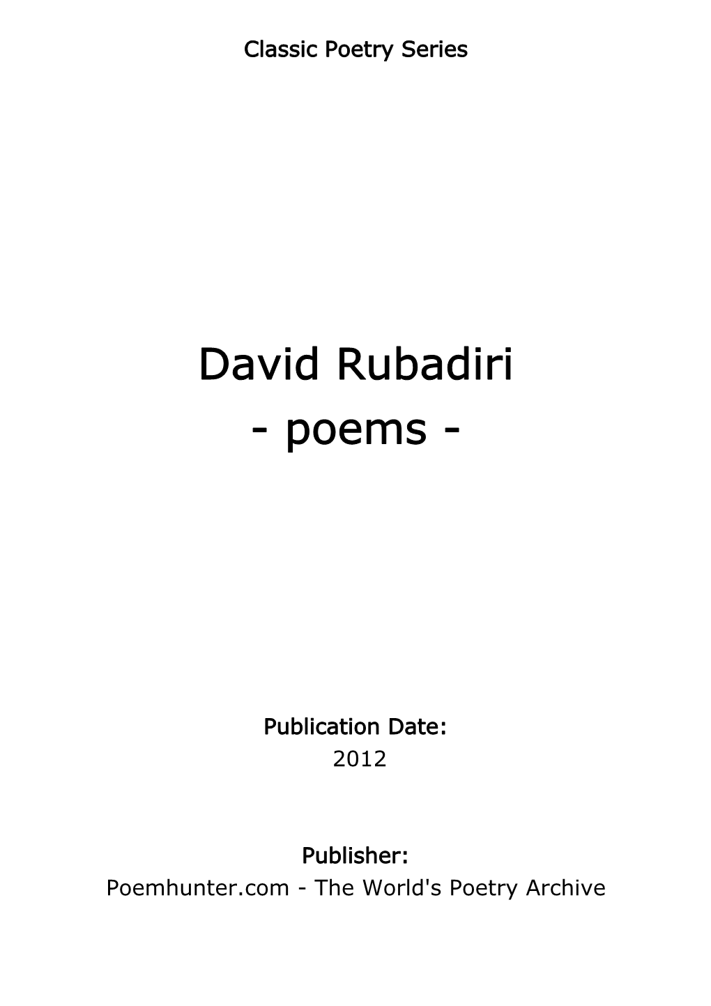 David Rubadiri - Poems