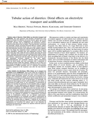Tubular Action of Diuretics: Distal Effects on Electrolyte Transport and Acidification