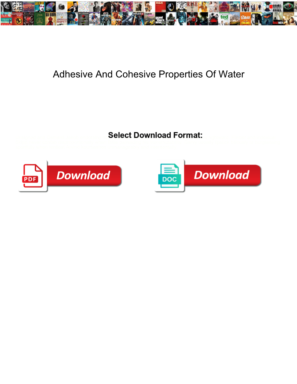 Adhesive and Cohesive Properties of Water