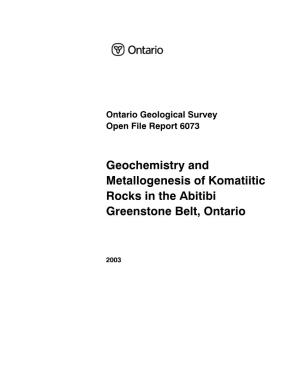 Geochemistry Metallogenesis Komatiitic Abitibi Greenstone Belt