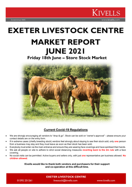 Exeter Livestock Centre Market Report June 2021