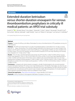 Extended-Duration Betrixaban Versus Shorter-Duration Enoxaparin for Venous Thromboembolism Prophylaxis in Critically Ill Medical
