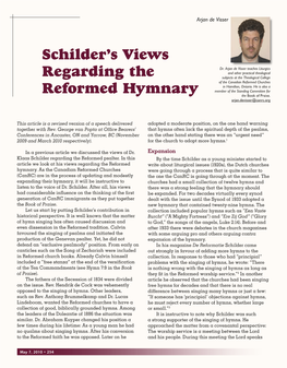 Schilder's Views Regarding the Reformed Hymnary