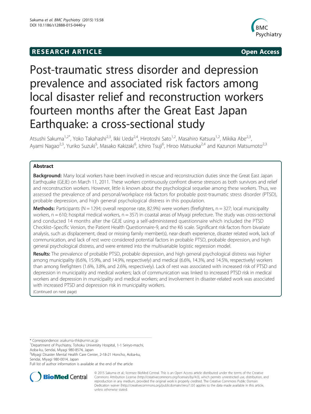 Post-Traumatic Stress Disorder and Depression