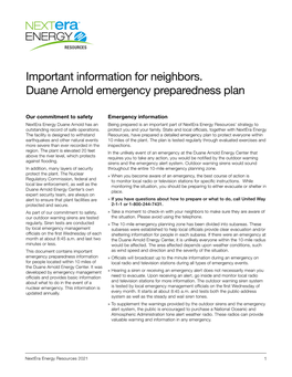 Duane Arnold Emergency Preparedness Plan