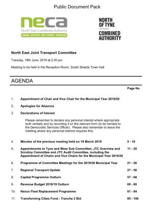Agenda Document for North East Joint Transport Committee, 18/06/2019