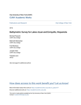 Bathymetric Survey for Lakes Azuei and Enriquillo, Hispaniola