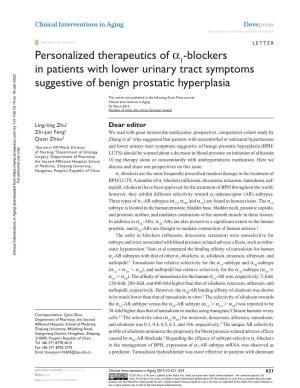 Blockers in Patients with Lower Urinary Tract Symptoms Suggestive of Benign Prostatic Hyperplasia