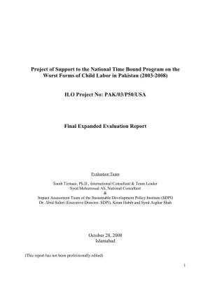 Project of Support to the National Time Bound Programme on The