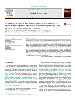 Evaluating the Effect of Four Different Pointing Device Designs on Upper Extremity Posture and Muscle Activity During Mousing Tasks