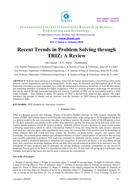 Recent Trends in Problem Solving Through TRIZ: a Review