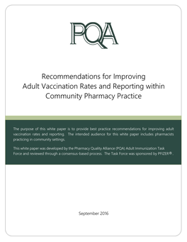 Recommendations for Improving Adult Vaccination Rates and Reporting Within Community Pharmacy Practice