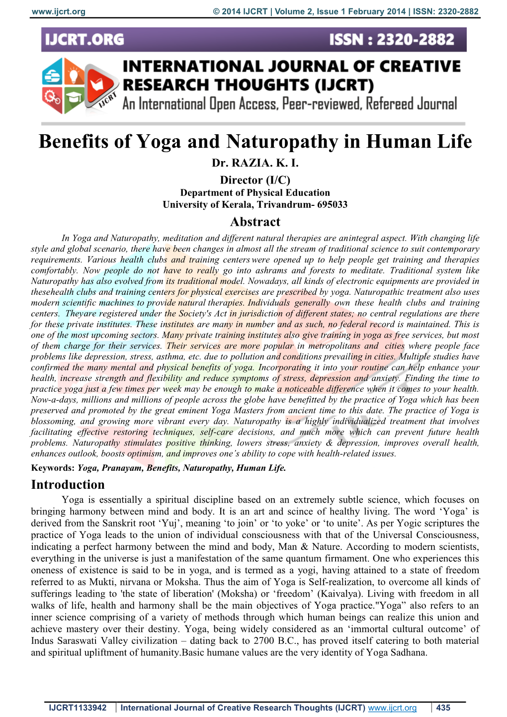 Benefits of Yoga and Naturopathy in Human Life Dr