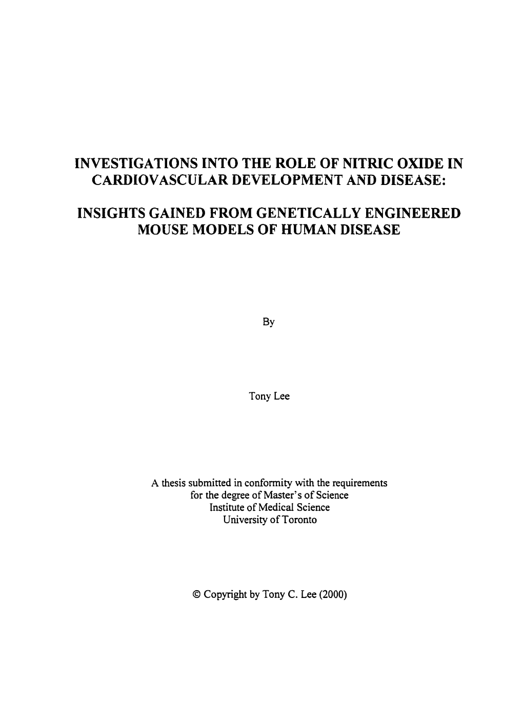 Investigations Into the Role of Nitric Oxide in Disease