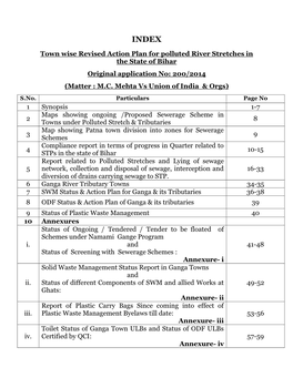 Town Wise Revised Action Plan for Polluted River Stretches in the State of Bihar Original Application No: 200/2014 (Matter : M.C