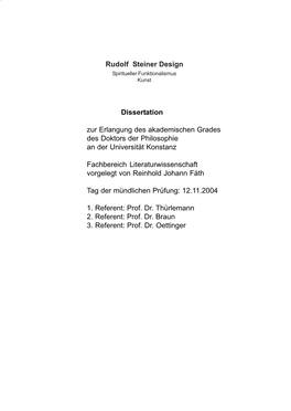 Rudolf Steiner Design Spiritueller Funktionalismus Kunst