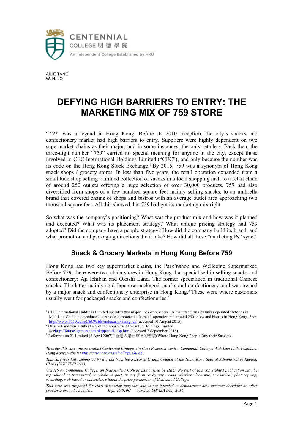 The Marketing Mix of 759 Store