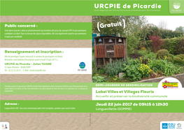 URCPIE De Picardie Union Régionale Des Centres Permanents D’Initiatives Pour L’Environnement PICARDIE