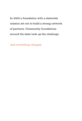 In 2003 a Foundation with a Statewide Mission Set out to Build a Strong Network of Partners