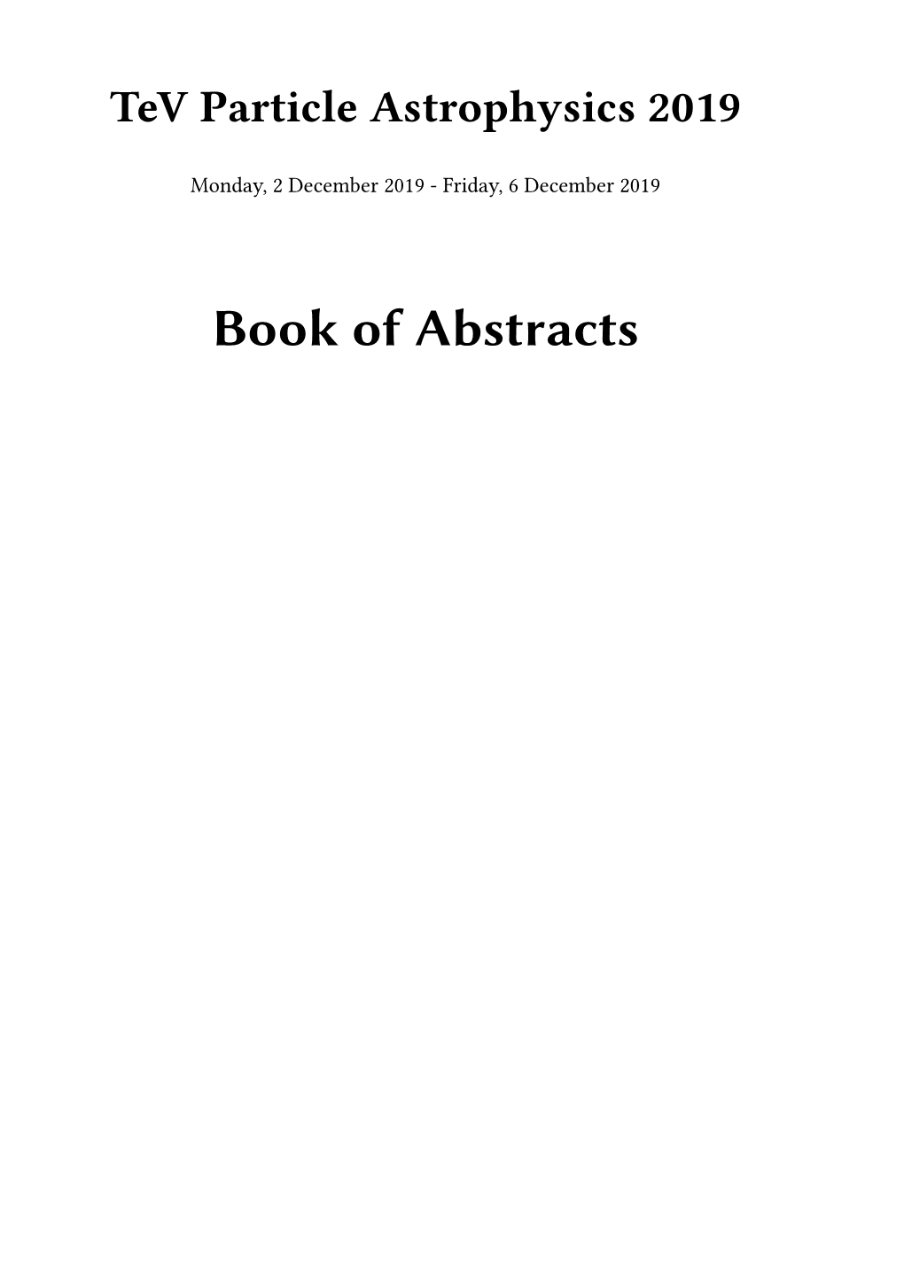 Book of Abstracts Ii Contents