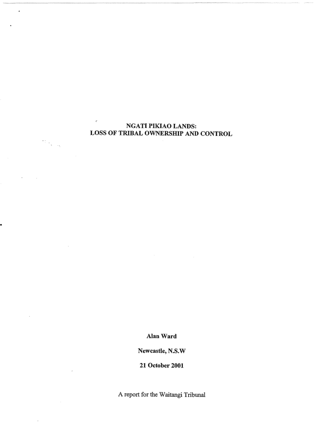 Ngati Pikiao Lands: Loss of Tribal Ownership and Control