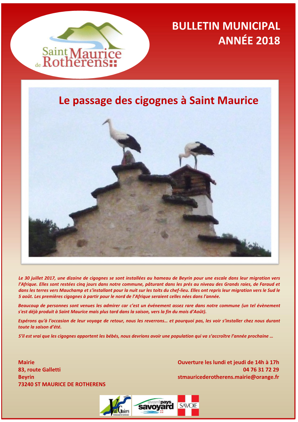 BULLETIN MUNICIPAL ANNÉE 2018 Le Passage Des Cigognes À Saint