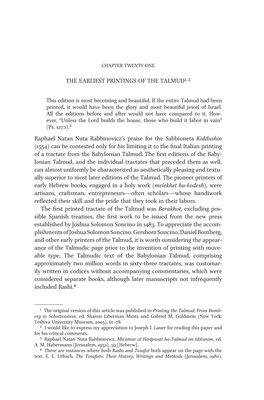 The Earliest Printings of the Talmud1, 2 Raphael Natan Nuta