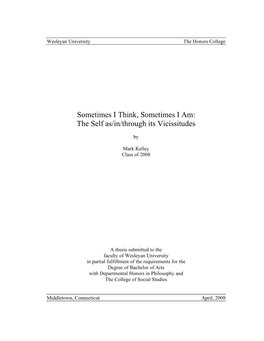 The Self As/In/Through Its Vicissitudes