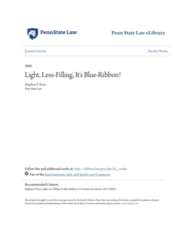 Light, Less-Filling, It's Blue-Ribbon! Stephen F
