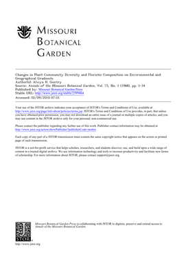 Changes in Plant Community Diversity and Floristic Composition on Environmental and Geographical Gradients Author(S): Alwyn H