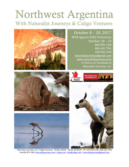 Northwest Argentina with Naturalist Journeys & Caligo Ventures