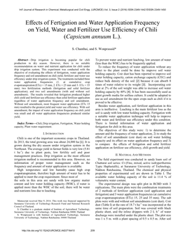 Effects of Fertigation and Water Application Frequency on Yield, Water and Fertilizer Use Efficiency of Chili (Capsicum Annuum L.)