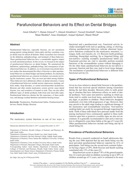 Parafunctional Behaviors and Its Effect on Dental Bridges