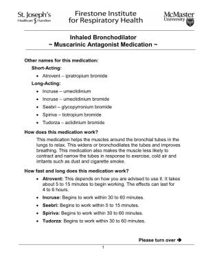 Inhaled Bronchodilator – Muscarinic Antagonist Medication