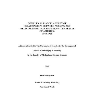 A Study of Relationships Between Nursing and Medicine in Britain and the United States of America, 1860-1914
