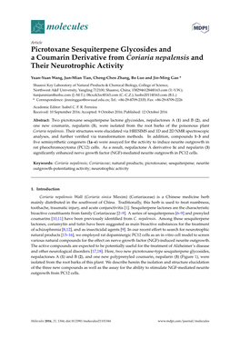 Picrotoxane Sesquiterpene Glycosides and a Coumarin Derivative from Coriaria Nepalensis and Their Neurotrophic Activity