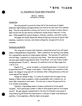 5.2 Drag Reduction Through Higher Wing Loading David L. Kohlman