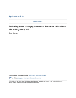 Squirreling Away: Managing Information Resources & Libraries — the Writing on the Wall