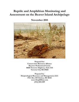 Reptile and Amphibian Monitoring and Assessment on the Beaver Island Archipelago