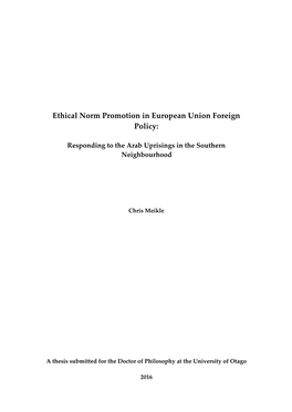 Ethical Norm Promotion in European Union Foreign Policy