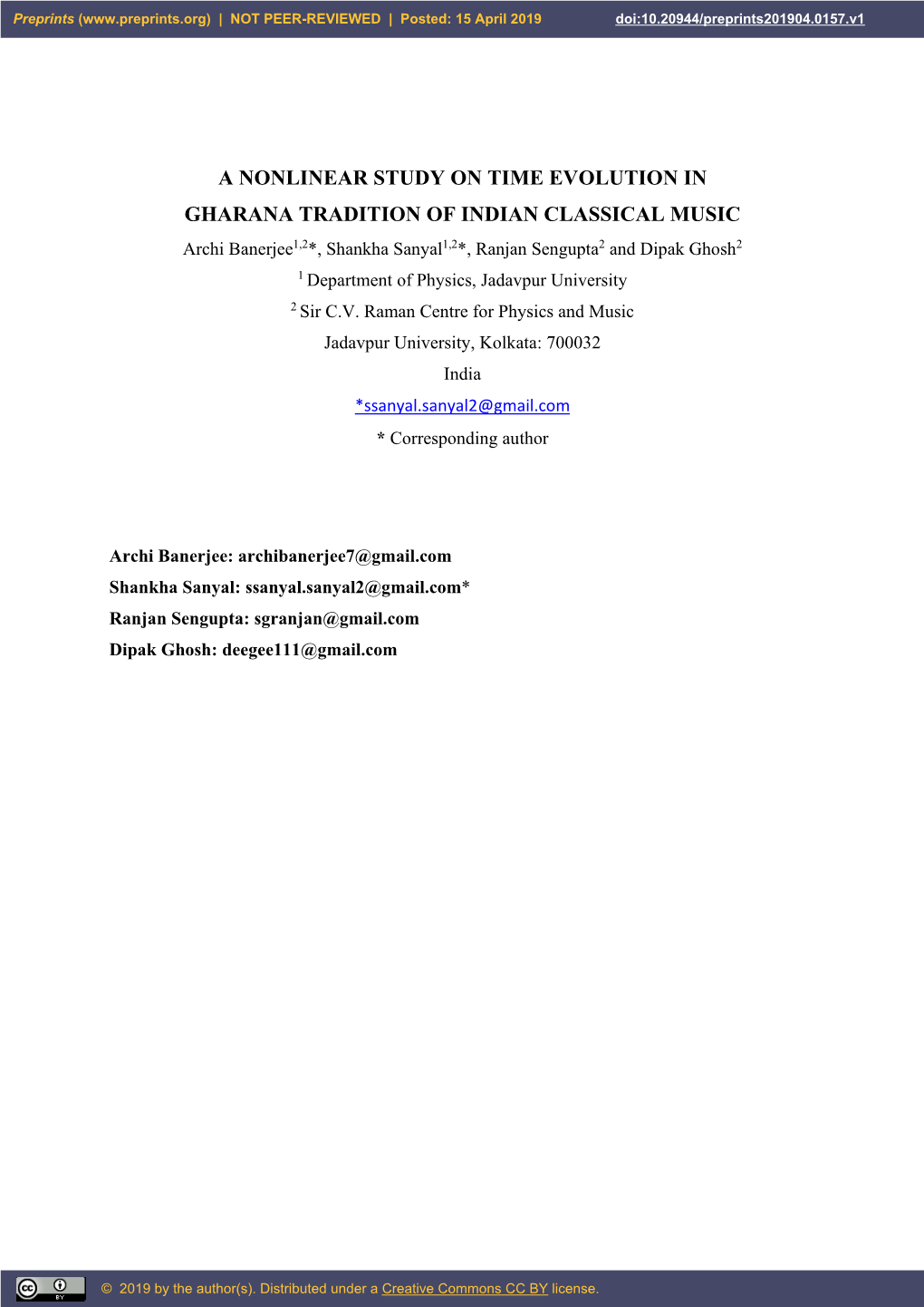 A Nonlinear Study on Time Evolution in Gharana