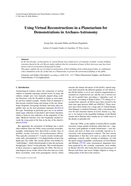 Using Virtual Reconstructions in a Planetarium for Demonstrations in Archaeo-Astronomy